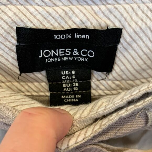 Jones & Co 100% linen drawstring Bermuda style shorts size 6 - Picture 2 of 8